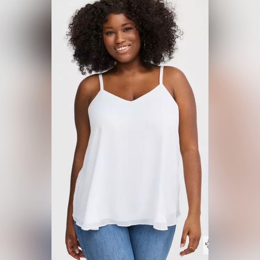 Torrid White Sophie Chiffon Double Layer Swing Cami Tank 1X 14 16